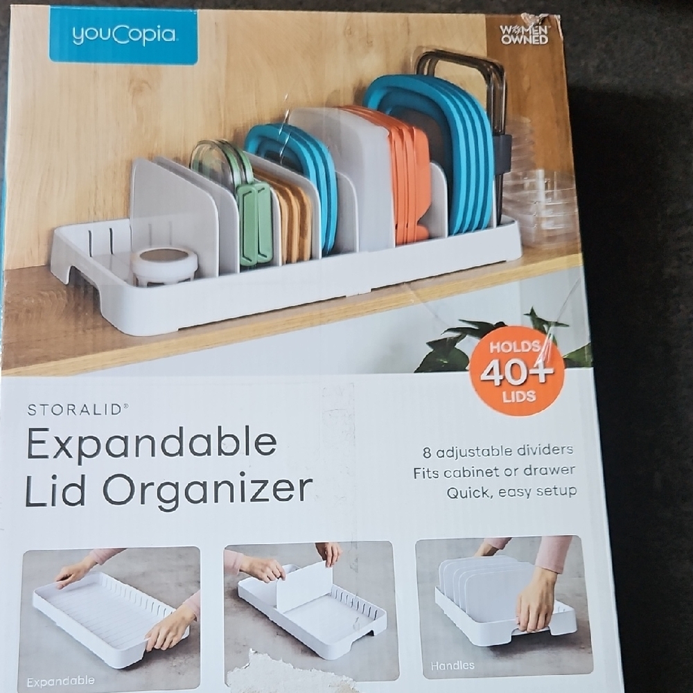 White and Gray Expandable Lid Organizer